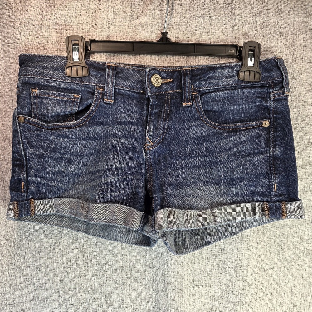 Express Jeans Y2K Denim Short Shorts Cuffed Distressed Size 0 Beach Festival